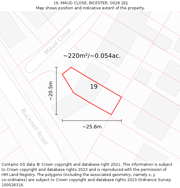 19, MAUD CLOSE, BICESTER, OX26 2DJ: Plot and title map