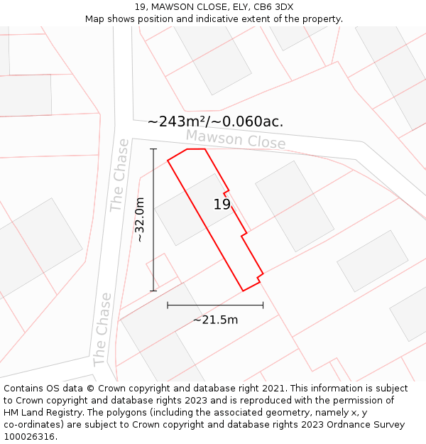 19, MAWSON CLOSE, ELY, CB6 3DX: Plot and title map