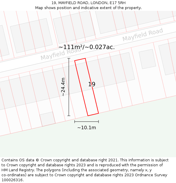 19, MAYFIELD ROAD, LONDON, E17 5RH: Plot and title map