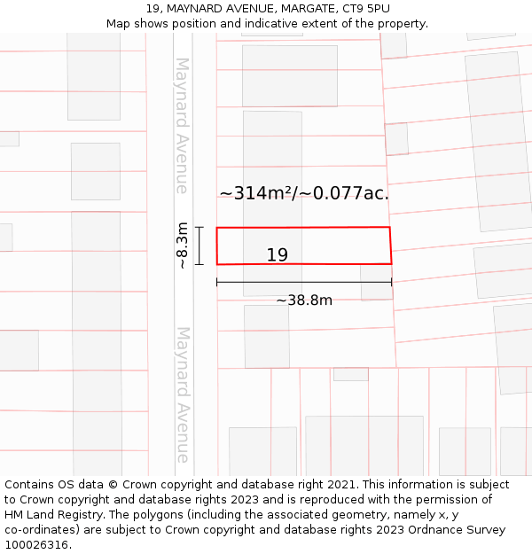 19, MAYNARD AVENUE, MARGATE, CT9 5PU: Plot and title map