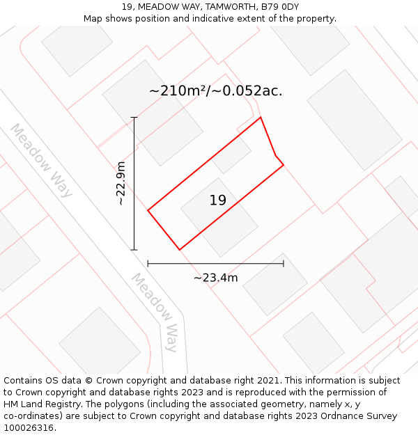 19, MEADOW WAY, TAMWORTH, B79 0DY: Plot and title map