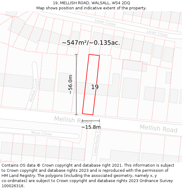 19, MELLISH ROAD, WALSALL, WS4 2DQ: Plot and title map
