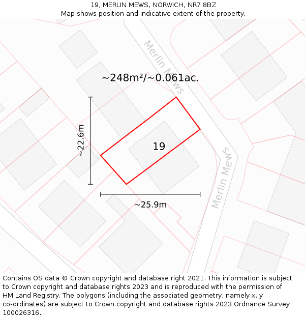 19, MERLIN MEWS, NORWICH, NR7 8BZ: Plot and title map
