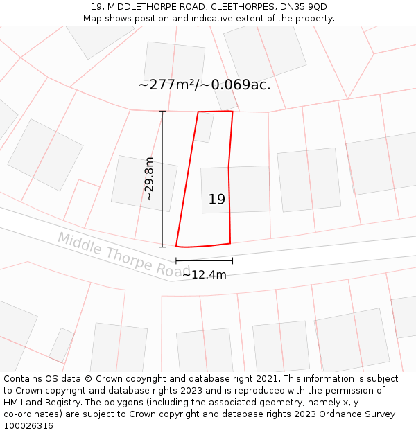 19, MIDDLETHORPE ROAD, CLEETHORPES, DN35 9QD: Plot and title map