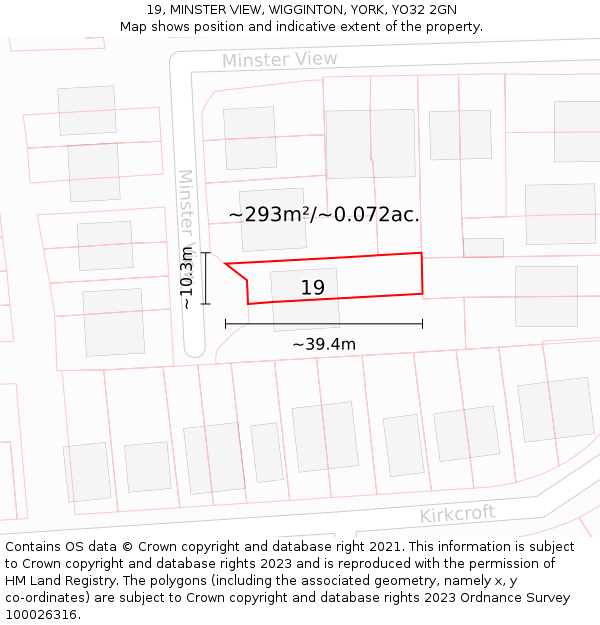 19, MINSTER VIEW, WIGGINTON, YORK, YO32 2GN: Plot and title map