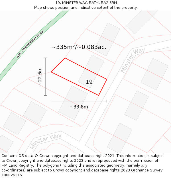 19, MINSTER WAY, BATH, BA2 6RH: Plot and title map