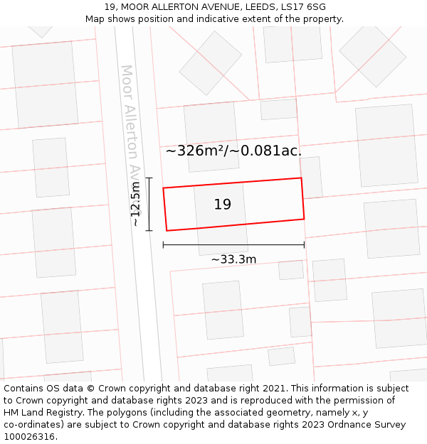 19, MOOR ALLERTON AVENUE, LEEDS, LS17 6SG: Plot and title map