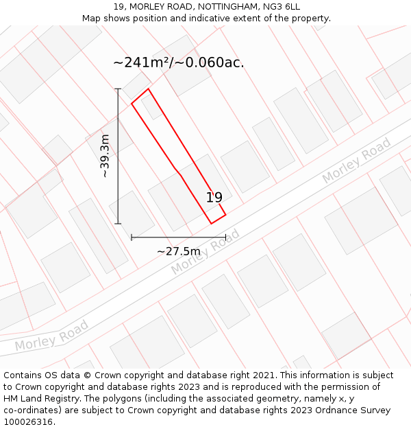 19, MORLEY ROAD, NOTTINGHAM, NG3 6LL: Plot and title map