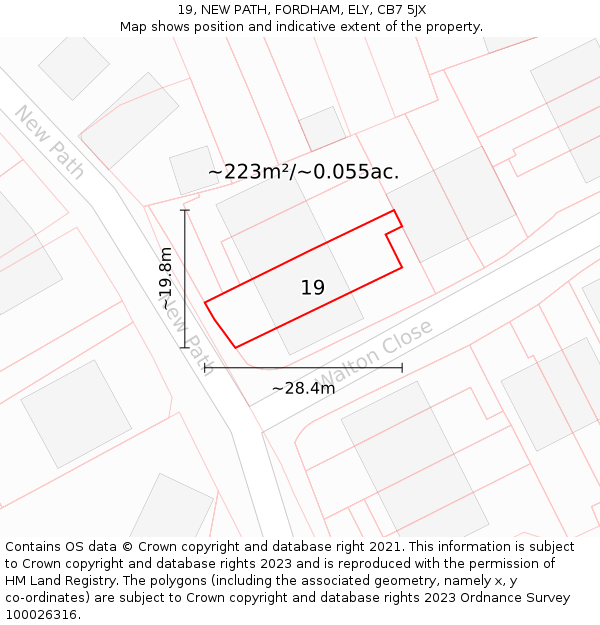 19, NEW PATH, FORDHAM, ELY, CB7 5JX: Plot and title map