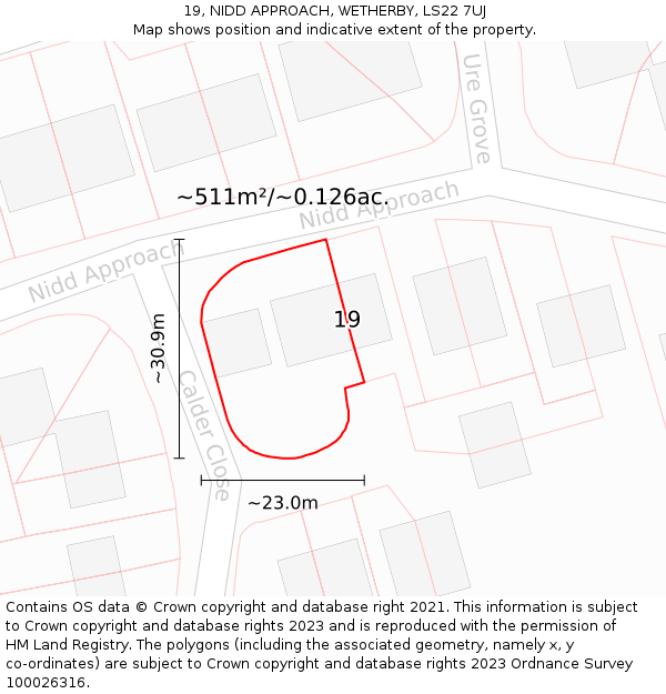 19, NIDD APPROACH, WETHERBY, LS22 7UJ: Plot and title map