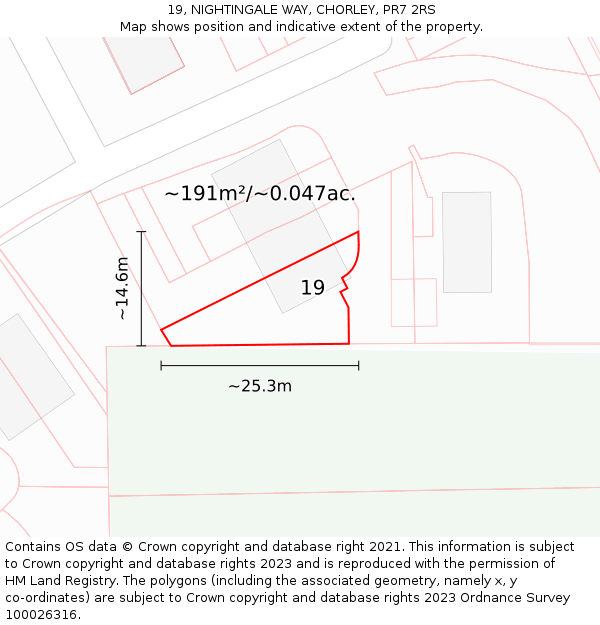 19, NIGHTINGALE WAY, CHORLEY, PR7 2RS: Plot and title map