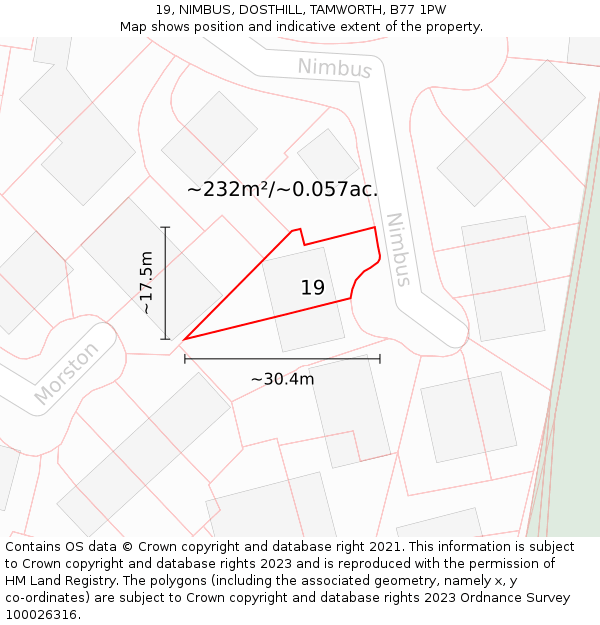 19, NIMBUS, DOSTHILL, TAMWORTH, B77 1PW: Plot and title map