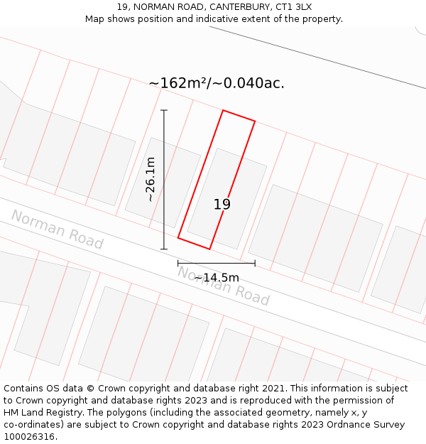 19, NORMAN ROAD, CANTERBURY, CT1 3LX: Plot and title map