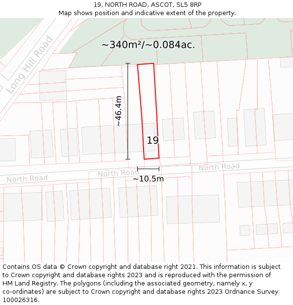 19, NORTH ROAD, ASCOT, SL5 8RP: Plot and title map