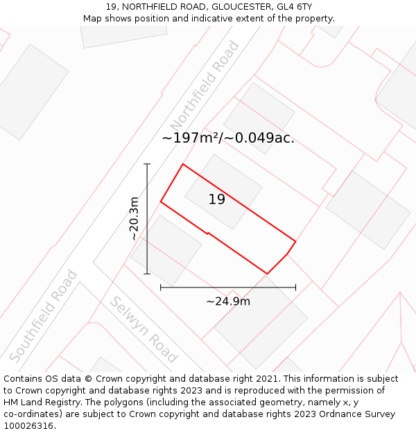 19, NORTHFIELD ROAD, GLOUCESTER, GL4 6TY: Plot and title map
