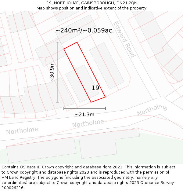 19, NORTHOLME, GAINSBOROUGH, DN21 2QN: Plot and title map