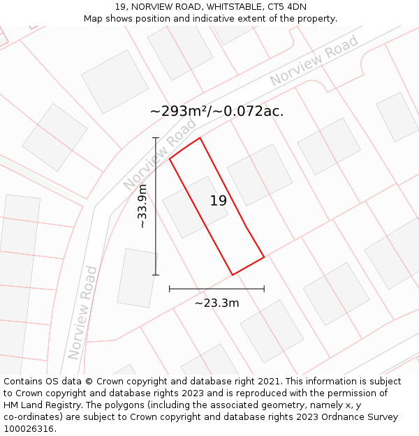 19, NORVIEW ROAD, WHITSTABLE, CT5 4DN: Plot and title map