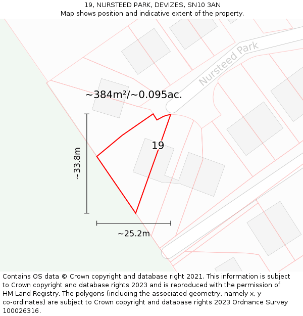 19, NURSTEED PARK, DEVIZES, SN10 3AN: Plot and title map