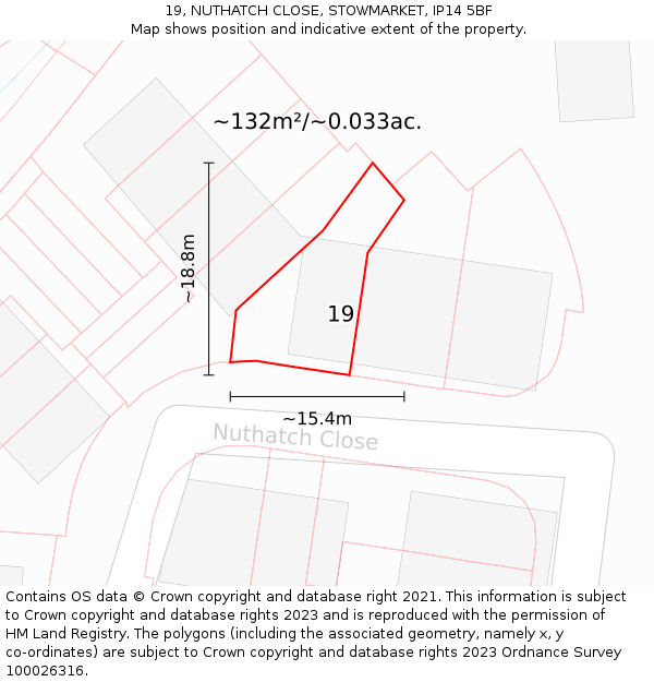 19, NUTHATCH CLOSE, STOWMARKET, IP14 5BF: Plot and title map