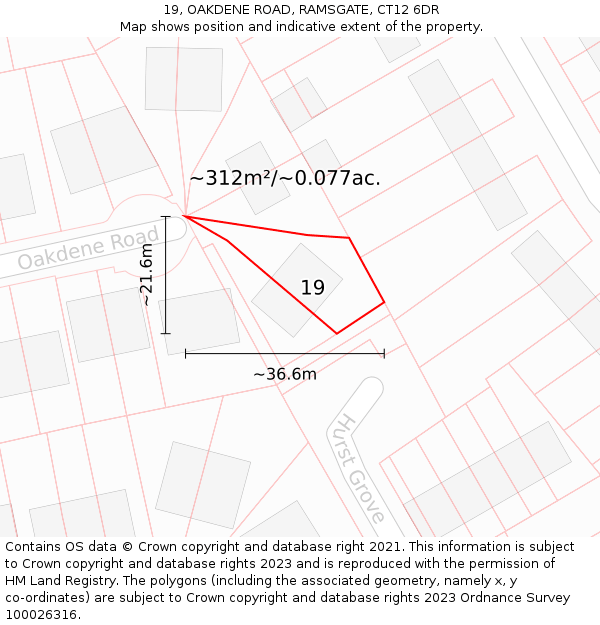 19, OAKDENE ROAD, RAMSGATE, CT12 6DR: Plot and title map