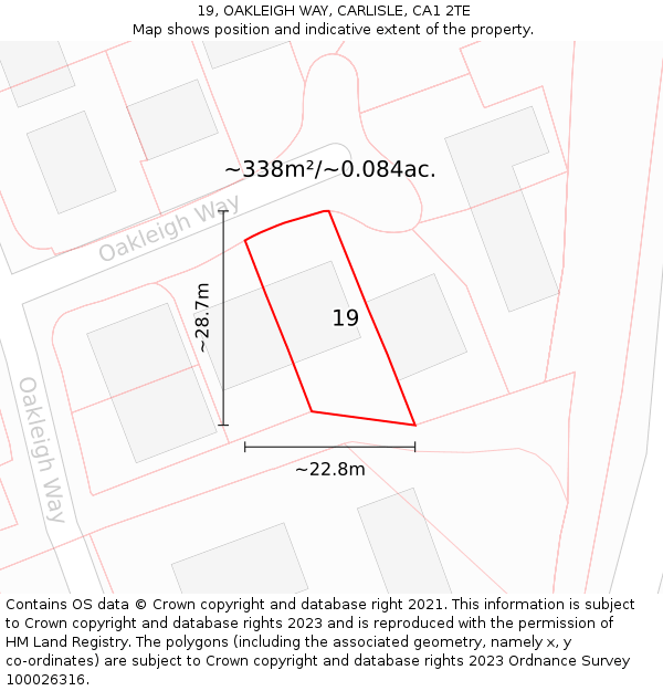 19, OAKLEIGH WAY, CARLISLE, CA1 2TE: Plot and title map