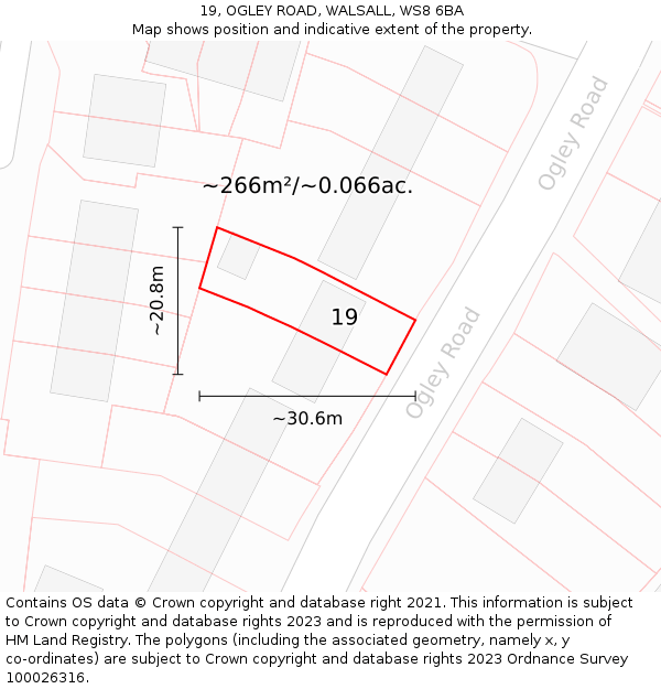 19, OGLEY ROAD, WALSALL, WS8 6BA: Plot and title map