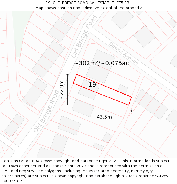 19, OLD BRIDGE ROAD, WHITSTABLE, CT5 1RH: Plot and title map