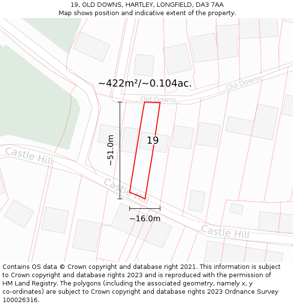 19, OLD DOWNS, HARTLEY, LONGFIELD, DA3 7AA: Plot and title map