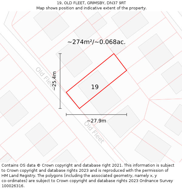 19, OLD FLEET, GRIMSBY, DN37 9RT: Plot and title map