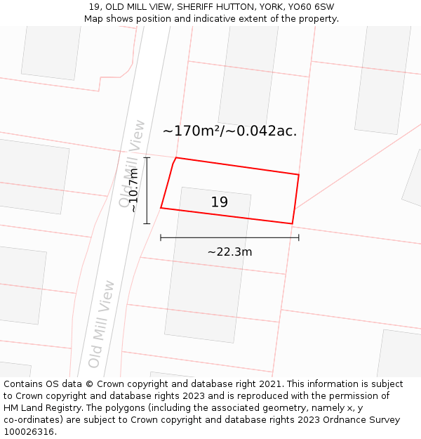 19, OLD MILL VIEW, SHERIFF HUTTON, YORK, YO60 6SW: Plot and title map