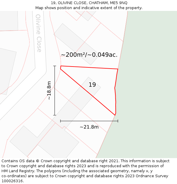 19, OLIVINE CLOSE, CHATHAM, ME5 9NQ: Plot and title map