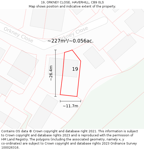 19, ORKNEY CLOSE, HAVERHILL, CB9 0LS: Plot and title map
