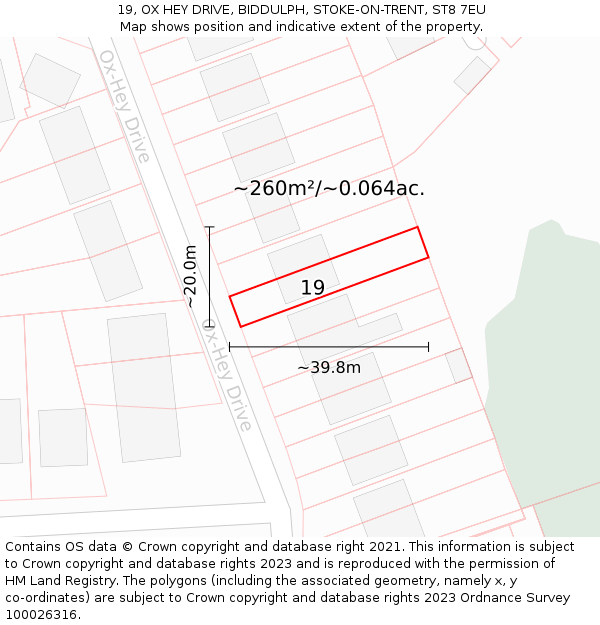 19, OX HEY DRIVE, BIDDULPH, STOKE-ON-TRENT, ST8 7EU: Plot and title map