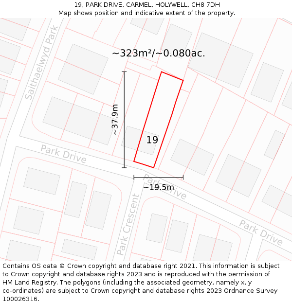 19, PARK DRIVE, CARMEL, HOLYWELL, CH8 7DH: Plot and title map