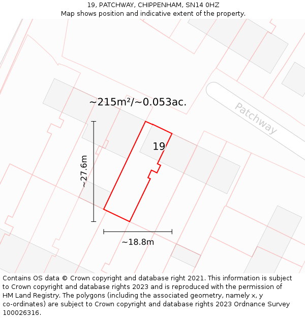19, PATCHWAY, CHIPPENHAM, SN14 0HZ: Plot and title map
