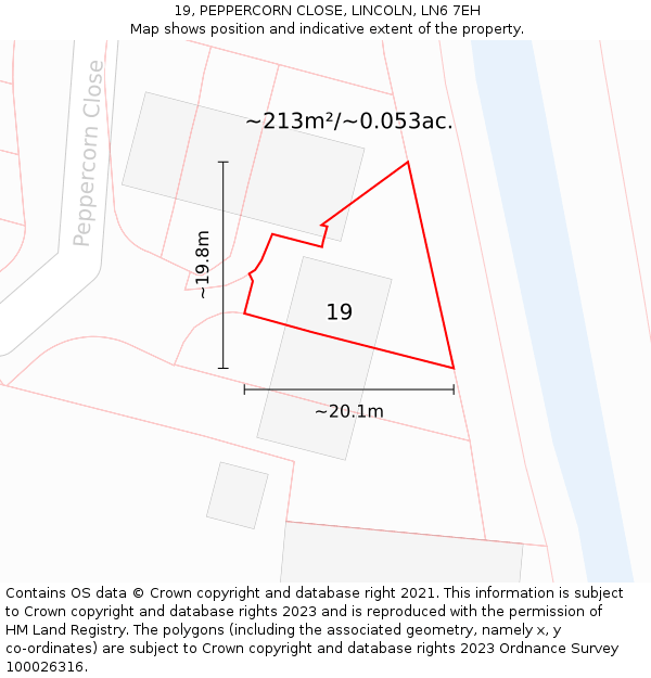 19, PEPPERCORN CLOSE, LINCOLN, LN6 7EH: Plot and title map