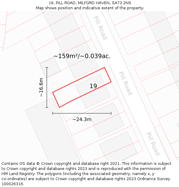 19, PILL ROAD, MILFORD HAVEN, SA73 2NS: Plot and title map