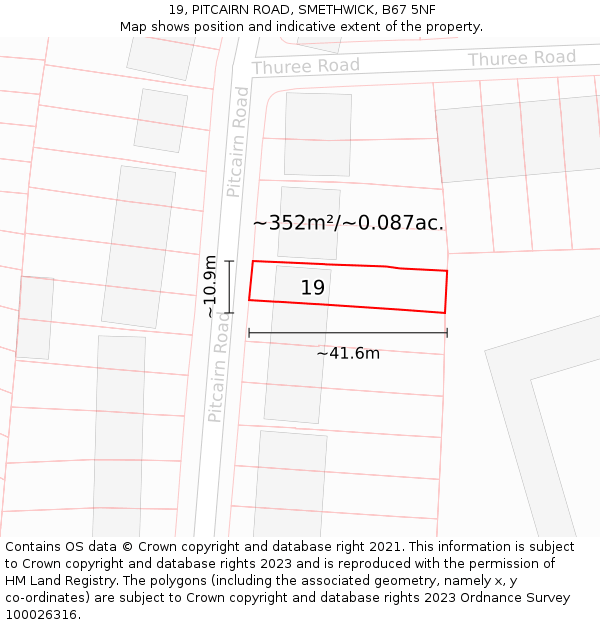 19, PITCAIRN ROAD, SMETHWICK, B67 5NF: Plot and title map