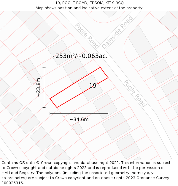 19, POOLE ROAD, EPSOM, KT19 9SQ: Plot and title map