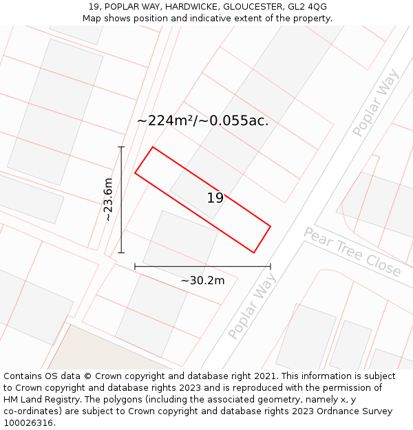 19, POPLAR WAY, HARDWICKE, GLOUCESTER, GL2 4QG: Plot and title map