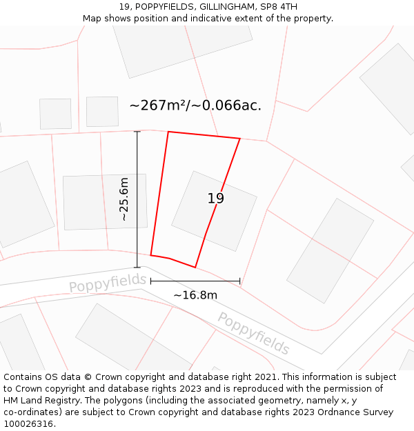 19, POPPYFIELDS, GILLINGHAM, SP8 4TH: Plot and title map