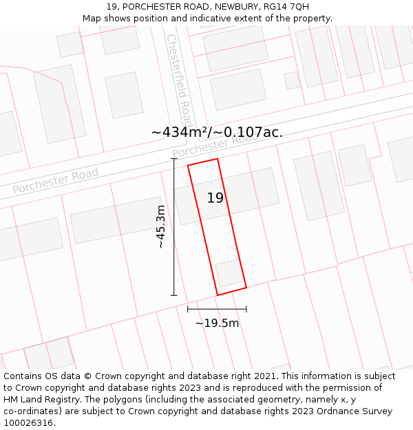 19, PORCHESTER ROAD, NEWBURY, RG14 7QH: Plot and title map