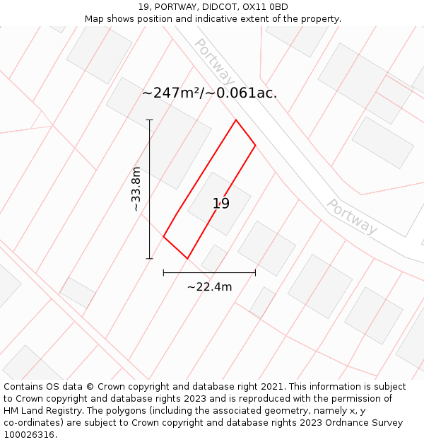 19, PORTWAY, DIDCOT, OX11 0BD: Plot and title map