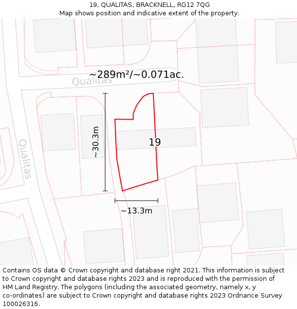 19, QUALITAS, BRACKNELL, RG12 7QG: Plot and title map
