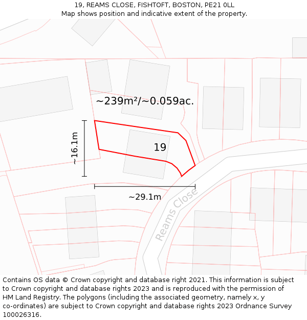 19, REAMS CLOSE, FISHTOFT, BOSTON, PE21 0LL: Plot and title map