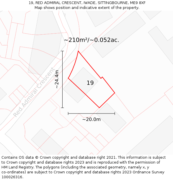 19, RED ADMIRAL CRESCENT, IWADE, SITTINGBOURNE, ME9 8XF: Plot and title map