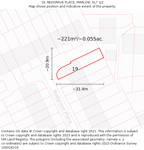 19, REDGRAVE PLACE, MARLOW, SL7 1JZ: Plot and title map