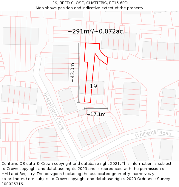 19, REED CLOSE, CHATTERIS, PE16 6PD: Plot and title map