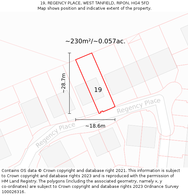19, REGENCY PLACE, WEST TANFIELD, RIPON, HG4 5FD: Plot and title map