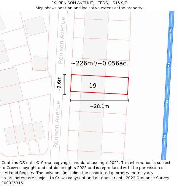 19, RENISON AVENUE, LEEDS, LS15 9JZ: Plot and title map